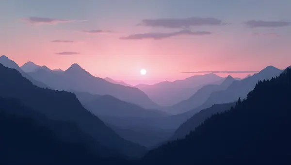 Jagged Mountain Silhouette at Twilight Sky