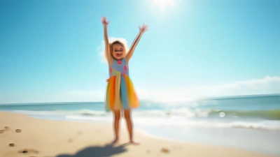 Joyful Little Girl On Sandy Beach