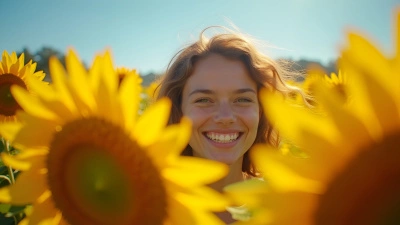 Joyful Person Among Vibrant Yellow Sunflowers
