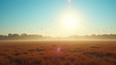 Large Flock Of Birds Over Dry Field