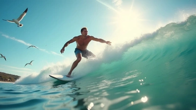 Large Ocean Wave Surfing Under Sunny Sky