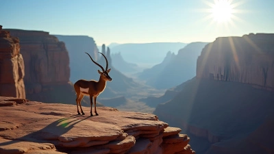 Lone Antelope on Rocky Ledge Overlooking Grand Canyon