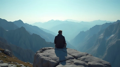 Lone Individual Overlooking Rugged Mountain Landscape