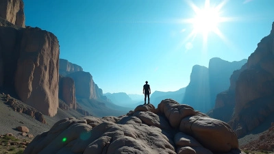 Lone Man On Rugged Rock Formations