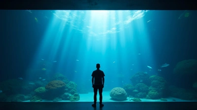 Lone Man Silhouette Inside Massive Aquarium