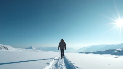 Lone Man Walking Across Snowy Field