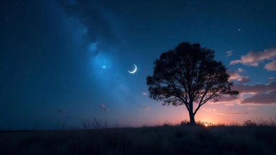 Lone Tree Silhouette Under Starry Night Sky