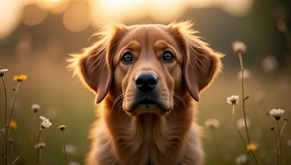 Long-Coated Brown Dog With Expressive Eyes