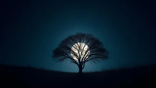 Luminous Full Moon Behind Silhouetted Tree