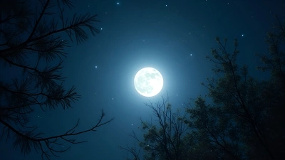 Luminous Full Moon in Clear Night Sky