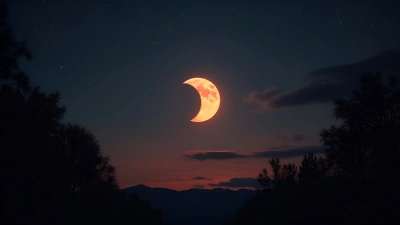 Lunar Eclipse Night Sky With Reddish Glow