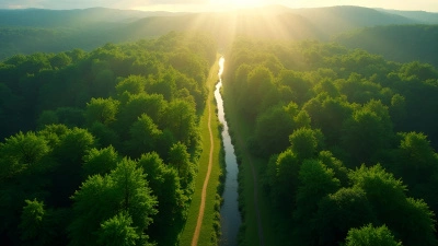 Lush Green Forest Birds-Eye View With Sunlight