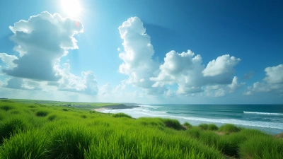 Lush Green Grass Along Coastal Shoreline