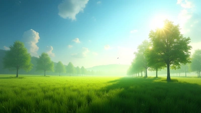 Lush Green Grass Field With Tall Trees