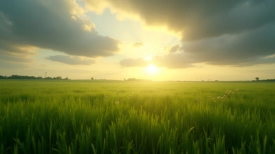 Lush Green Grass Field Under Dramatic Sky