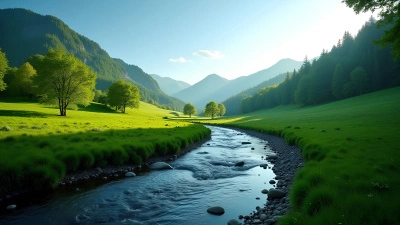 Lush Green Hills And Flowing Stream
