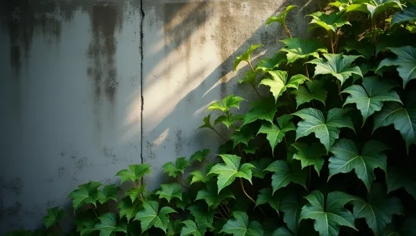 Lush Green Ivy On Textured Concrete Wall