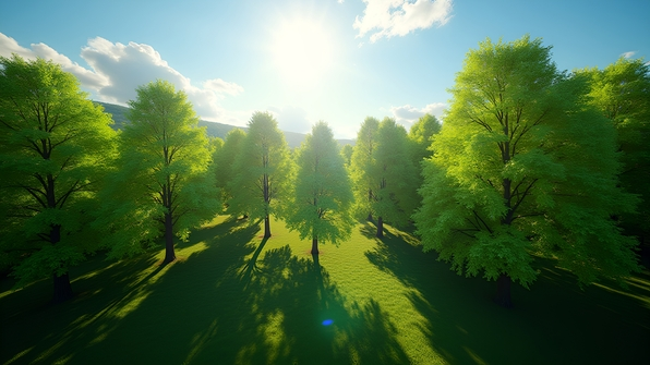 Lush Green-Leafed Trees In Bright Daylight