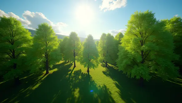 Lush Green-Leafed Trees In Bright Daylight