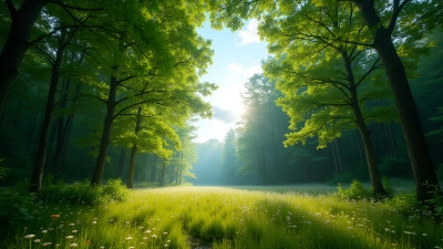 Lush Green-Leafed Trees in Bright Sunlight