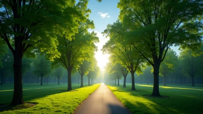 Lush Green-Leafed Trees in Serene Park