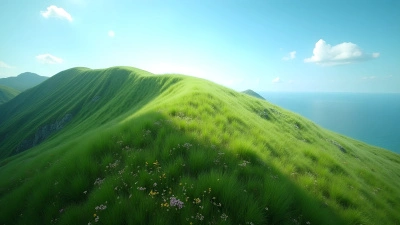 Lush Green Mountain Aerial View With Bright Sky