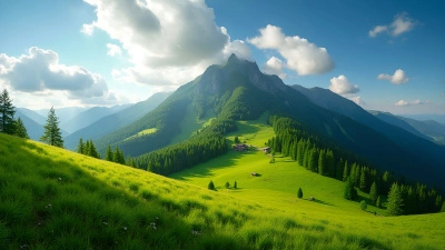 Lush Green Mountain Landscape With Clear Blue Sky