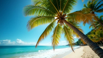 Lush Green Palm Tree Under Bright Blue Sky