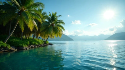 Lush Green Palm Trees Beside Calm Blue Lake