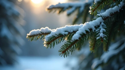 Lush Green Pine Branch Covered In Snow