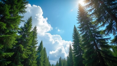 Lush Green Pine Trees Beneath Blue Sky