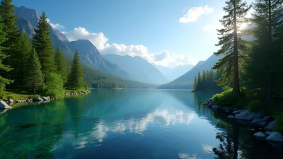 Lush Green Pine Trees By Serene Lake