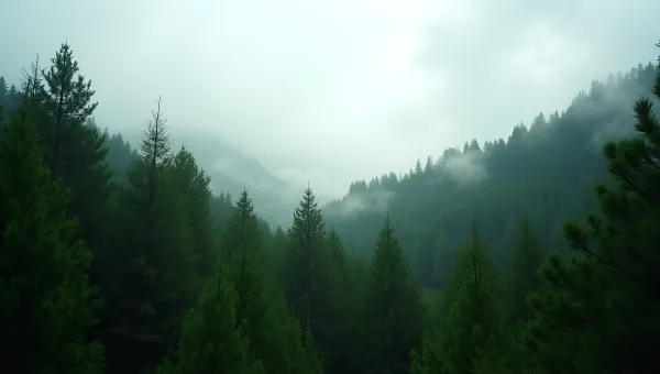 Lush Green Pine Trees In Serene Forest Landscape