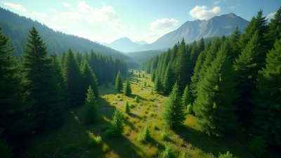 Lush Green Pine Trees In Vibrant Forest