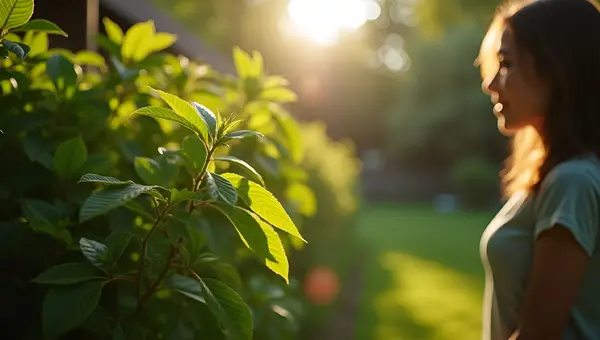 Lush Green Plant Outdoors With Person