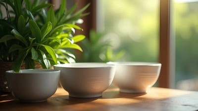 Lush Green Plants with White Ceramic Bowls
