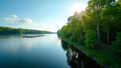 Lush Green Trees Along Calm Lake Shore