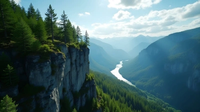 Lush Green Trees Beside Rugged Cliff