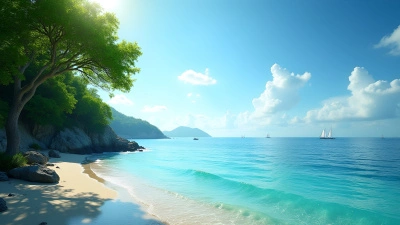 Lush Green Trees Beside Serene Ocean View
