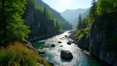 Lush Green Trees on Rocky Mountain Slope