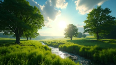 Lush Green Trees and Vibrant Grasses Landscape