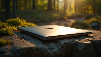 MacBook Pro On Textured Brown Rock Outdoors