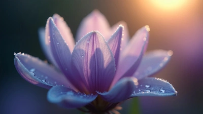 Macro Close-Up Of White Purple Flower