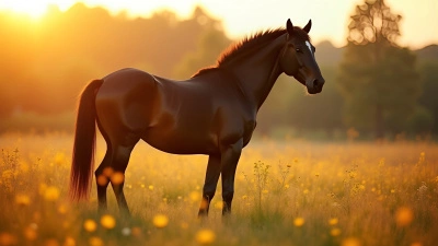 Majestic Black Horse in Sunlit Meadow