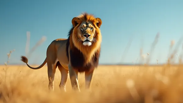 Majestic Brown Lion In Golden Savannah