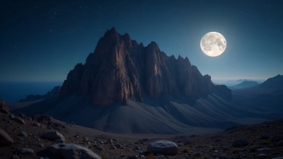 Majestic Brown Mountain Under Starry Night