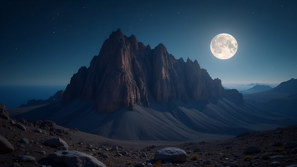 Majestic Brown Mountain Under Starry Night