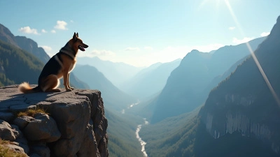 Majestic Dog On Rocky Cliff Overlooking Valley