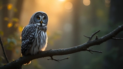Majestic Gray Owl Perched on Branch