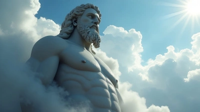 Majestic Gray Stone Statue Amid Clouds